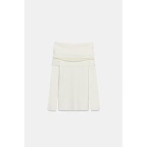 Zara Cream Off-The-Shoulder Knit Jumper Size Small